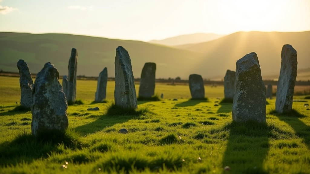Standing stones and stone circle in Sligo landscape